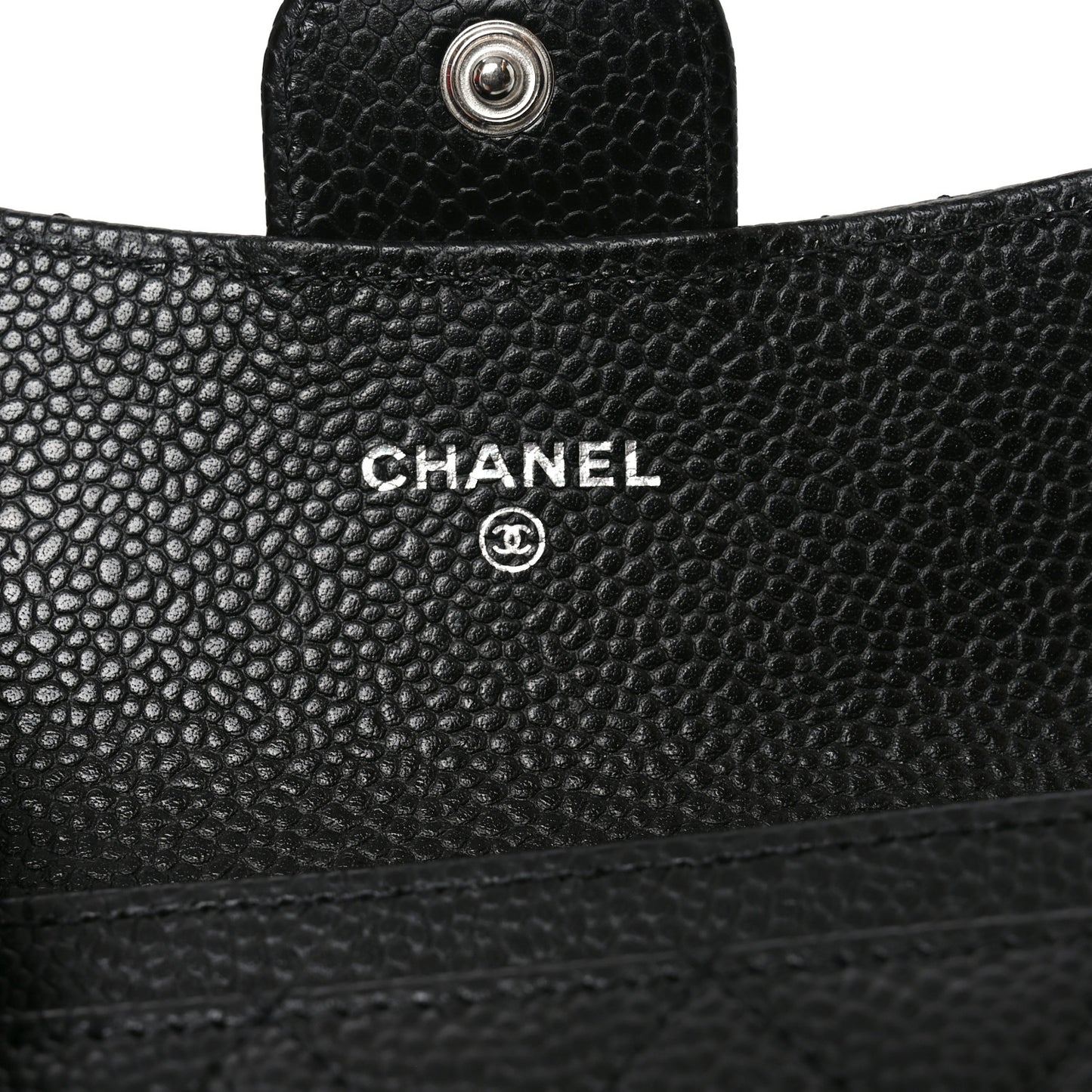 Caviar Quilted Flap Card Holder Black