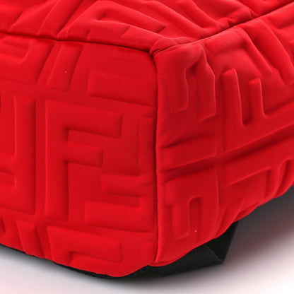 Fendi Econyl Nylon Lycra Vitello Seta FF Embossed Kids Backpack Rosso Cardinale 8 of 8