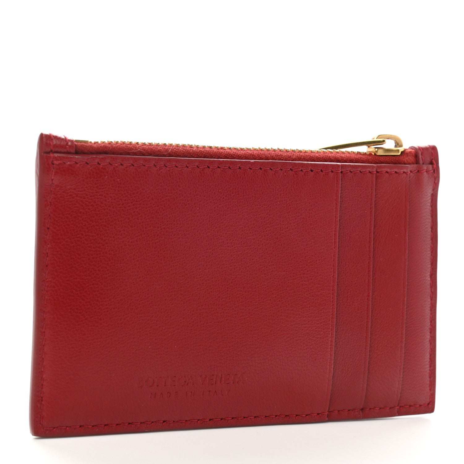 Bottega Veneta Nappa Maxi Intreccio Zipped Card Case Red 3 of 7