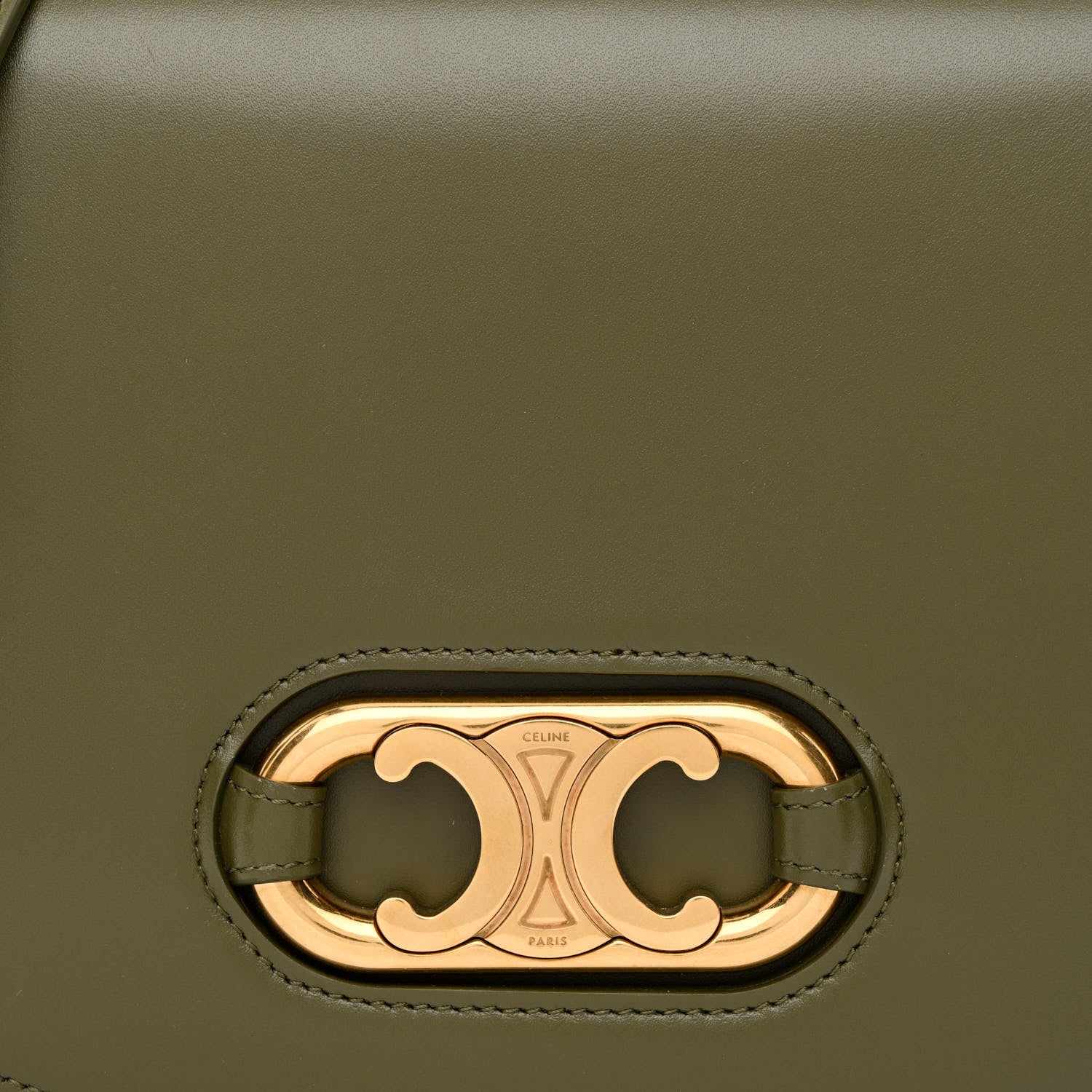 Celine Shiny Calfskin Medium Maillon Triomphe Army Green 9 of 11
