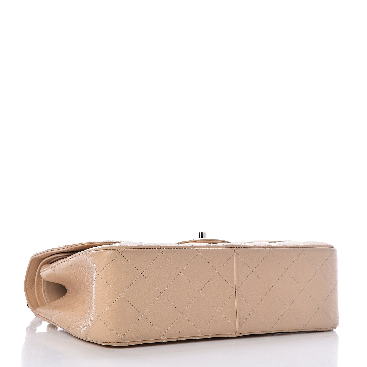Caviar Quilted Jumbo Double Flap Beige Clair