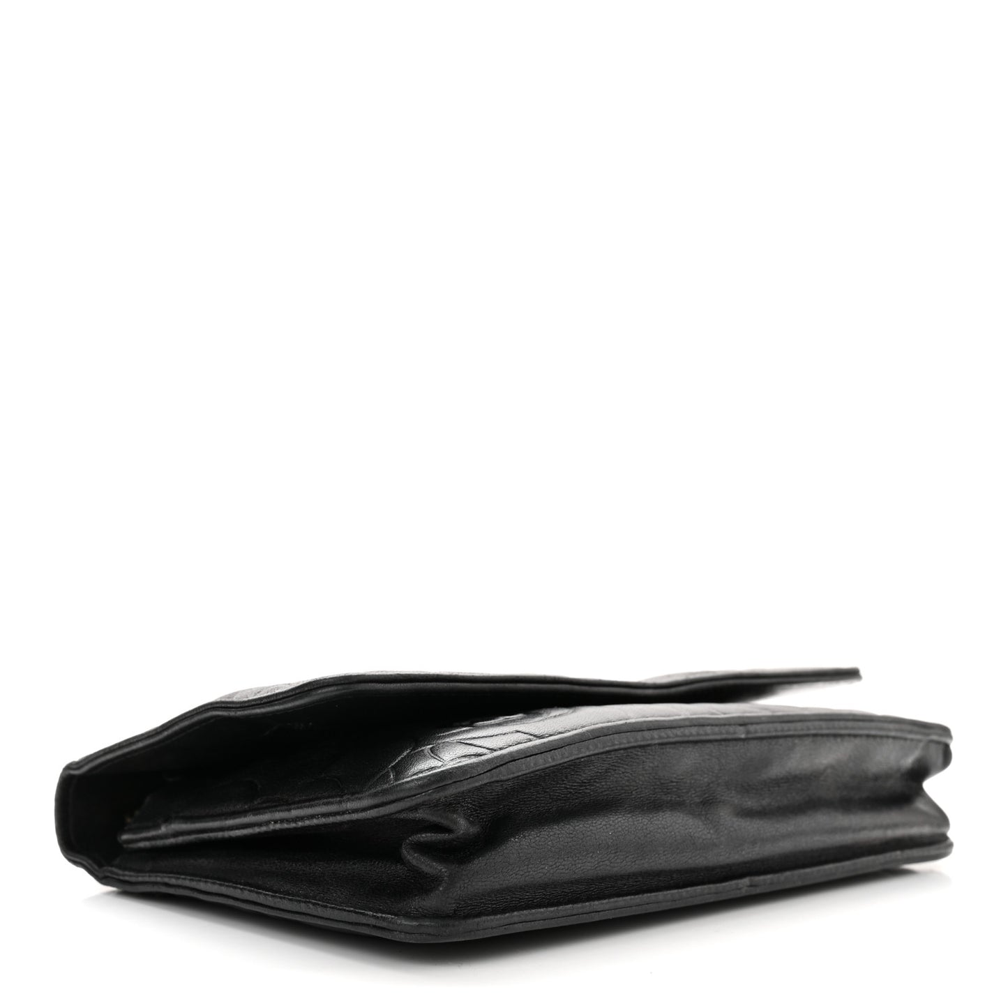 Lambskin Camellia Embossed Wallet On Chain WOC Black