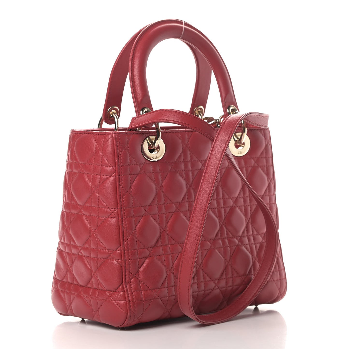 Lambskin Cannage Medium Lady Dior Red