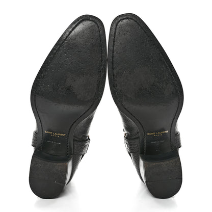 Saint Laurent Calfskin Crocodile Embossed Mens Wyatt Harness Boots 44 Black 5 of 11