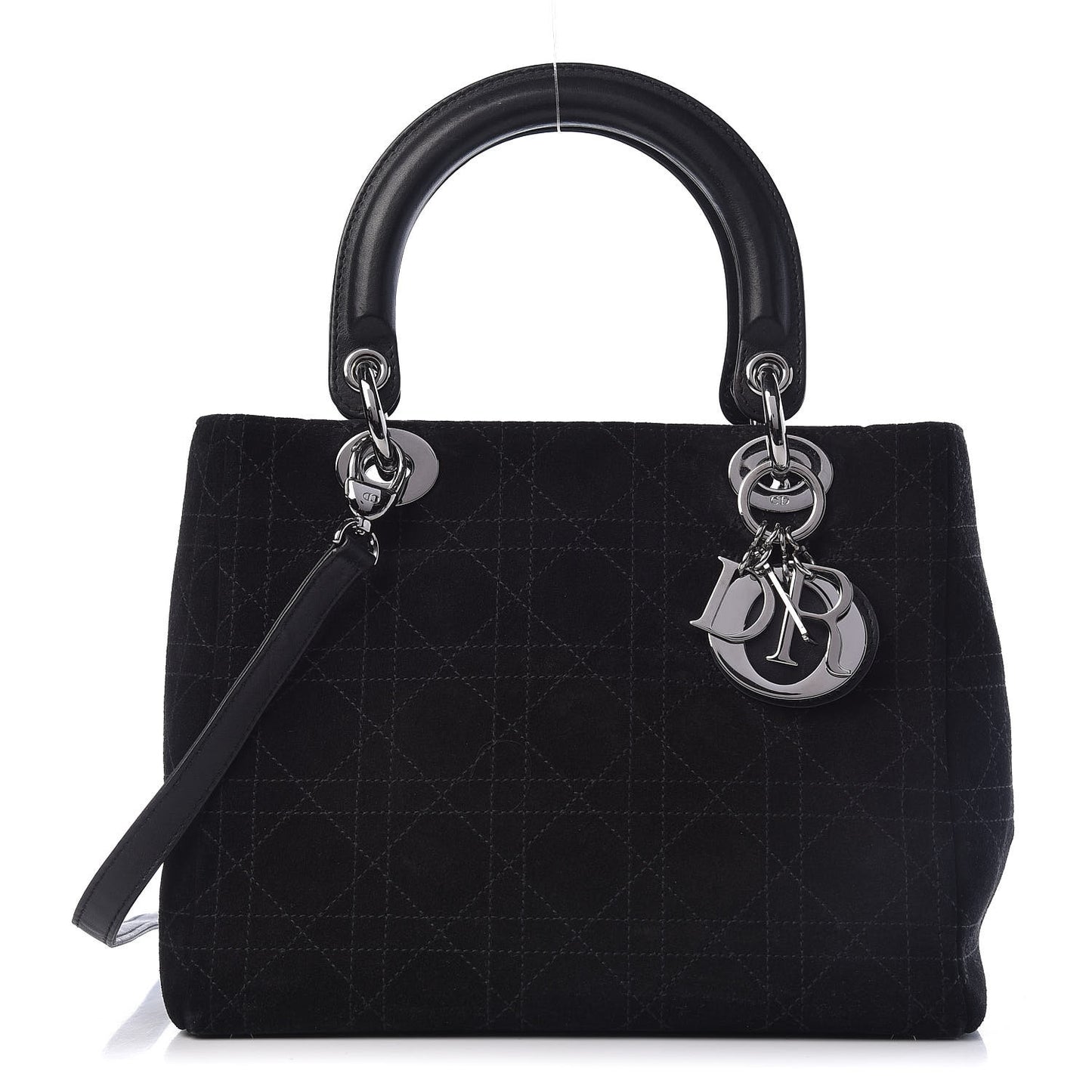 Suede Cannage Medium Lady Dior Black