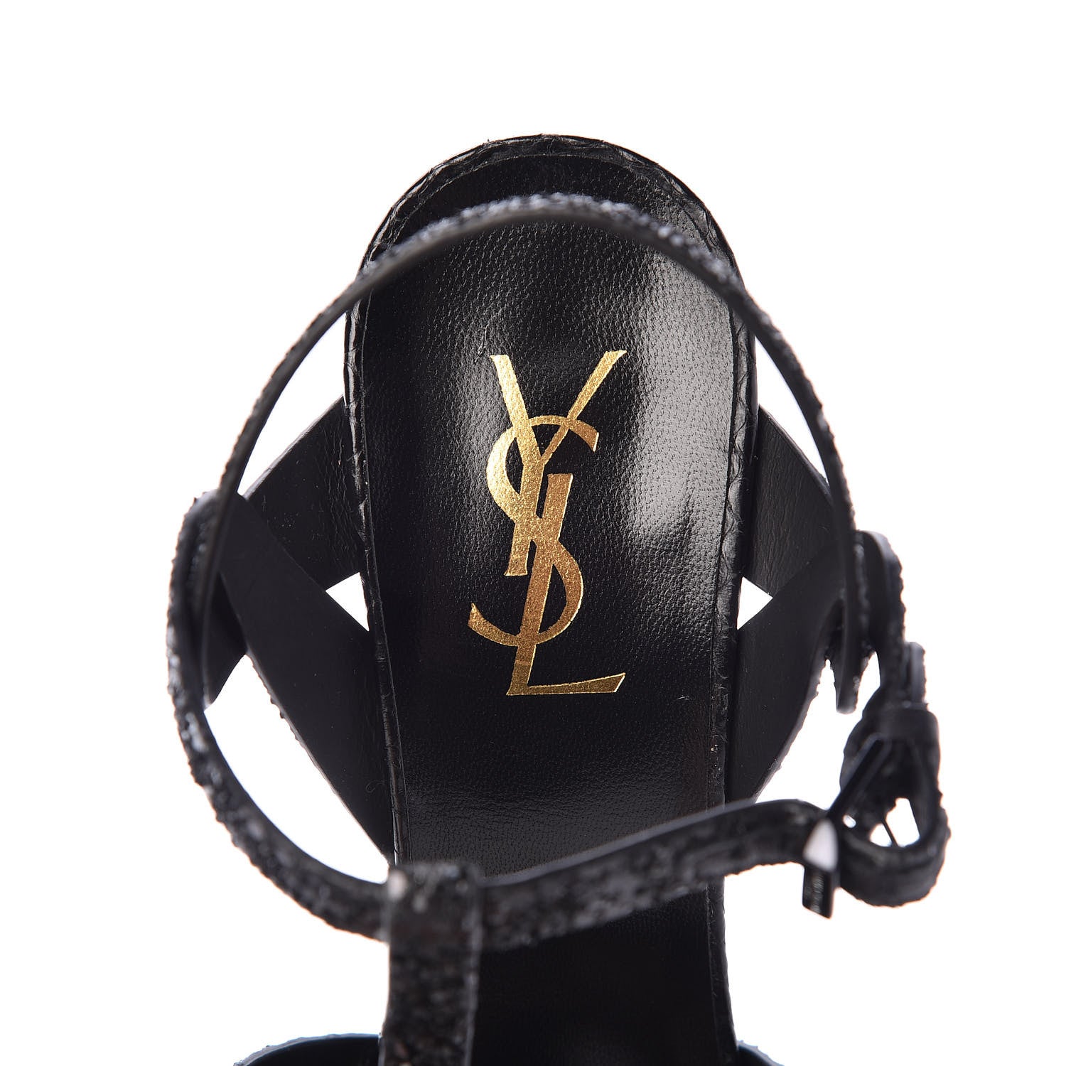 Saint Laurent Lacquer Ayers Glitter 105 Platform Sandals 38 Black 6 of 8