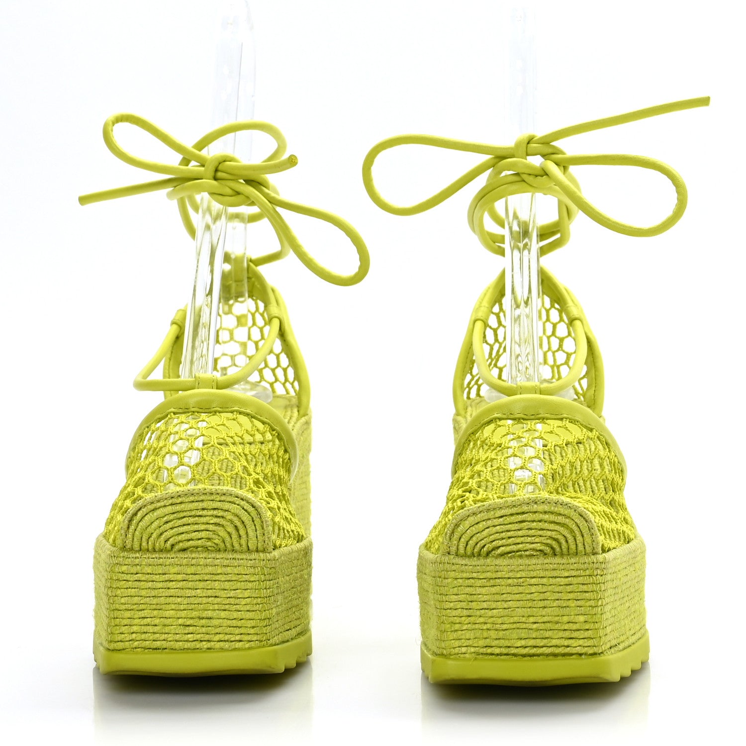 Bottega Veneta Mesh Lambskin Sporty Web Stretch Ankle Tie Espadrilles 38 Kiwi 2 of 8