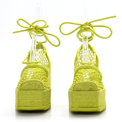 Bottega Veneta Mesh Lambskin Sporty Web Stretch Ankle Tie Espadrilles 38 Kiwi 2 of 8