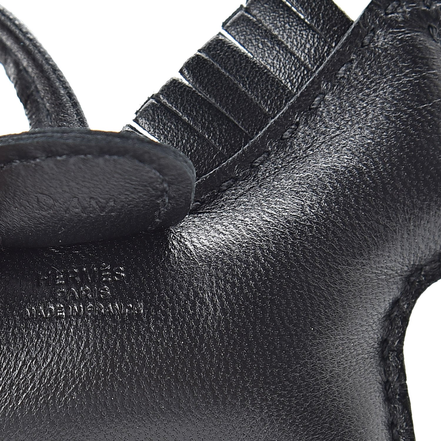 Hermes Milo Lambskin Grigri Rodeo Horse Bag Charm PM So Black 3 of 4