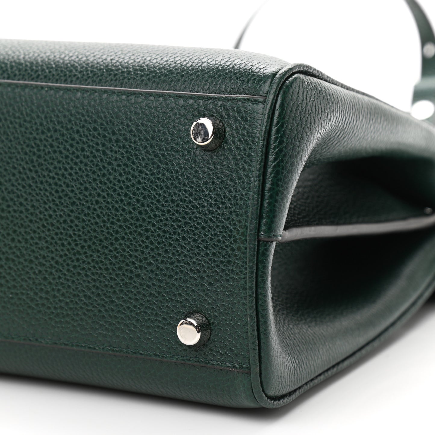 Grainy Calfskin Small Zumi Top Handle Bag Vintage Green