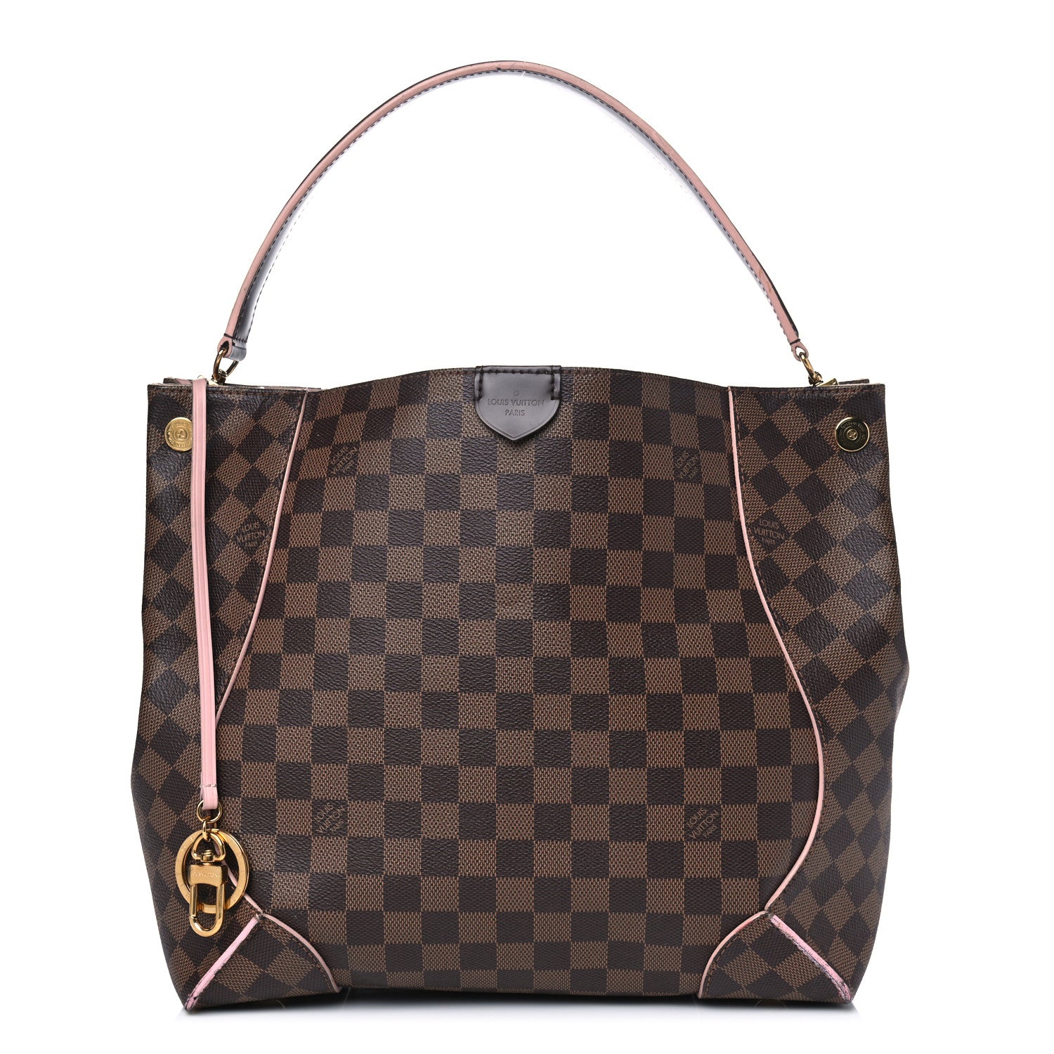 Louis Vuitton Damier Ebene Caissa Hobo Rose Ballerine 1 of 11
