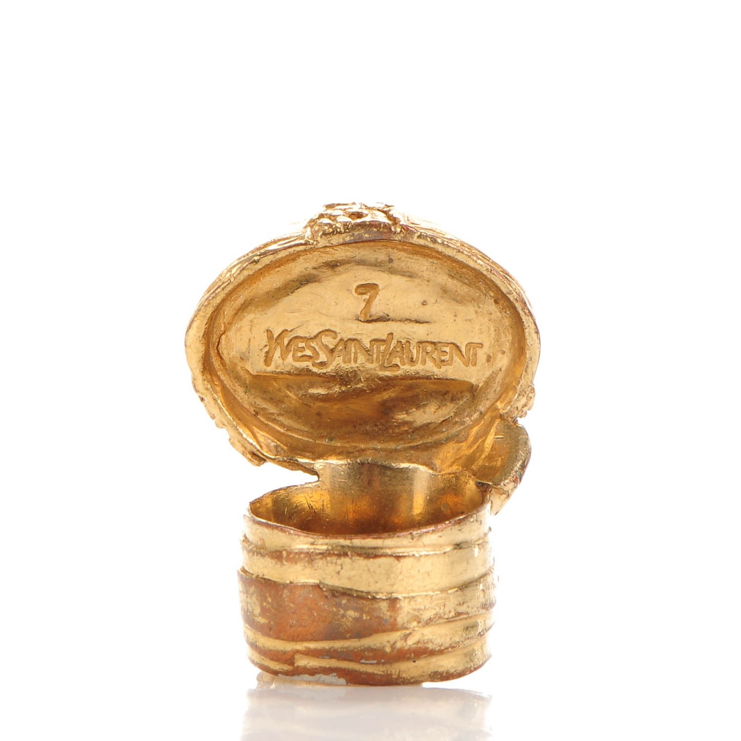 Saint Laurent Glass Cabochon Arty Ovale Ring 7 Gold Pink 3 of 5
