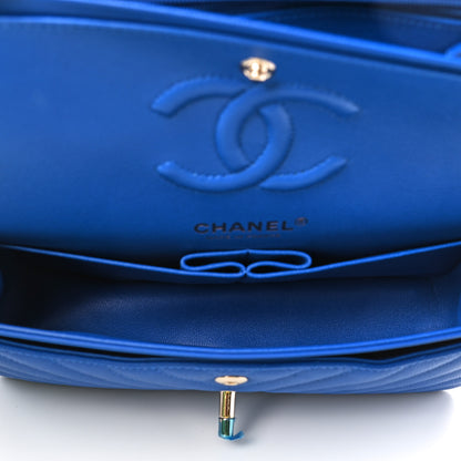 Chanel Caviar Chevron Quilted Small Double Flap Blue 4 of 4