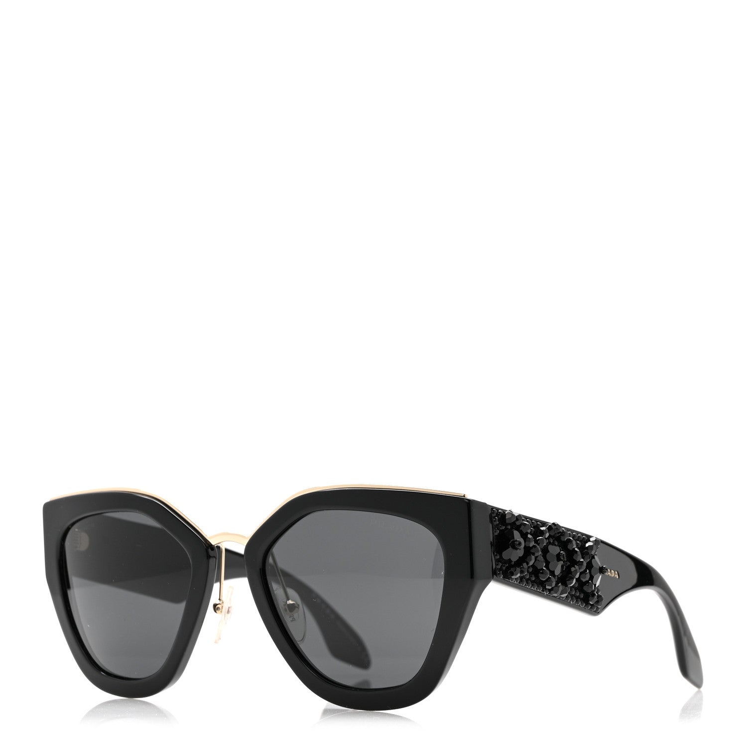 Prada Acetate Bead Sunglasses SPR 10T Black 1 of 8