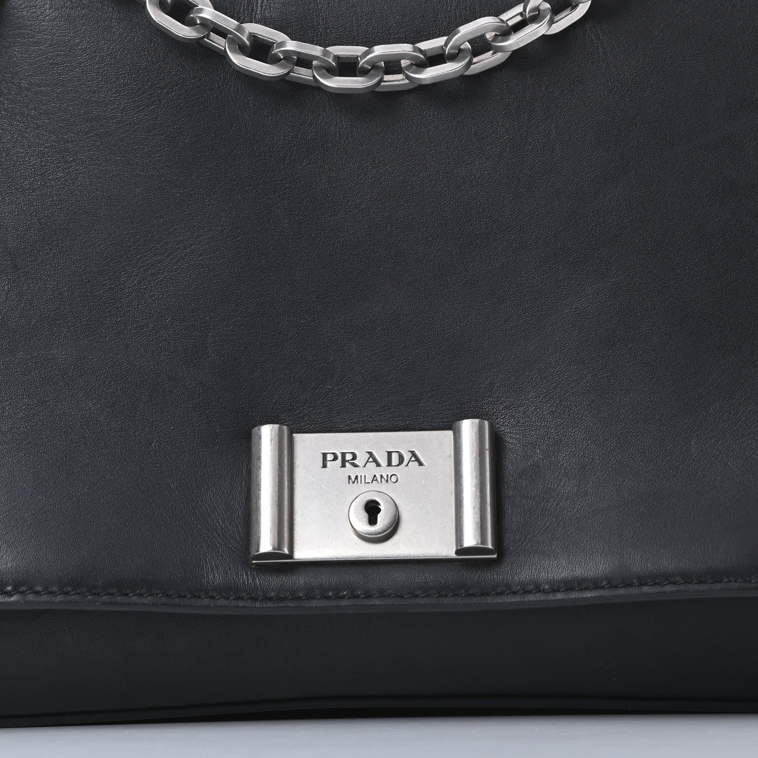 Prada Soft Calf Chain Shoulder Bag Black 11 of 23