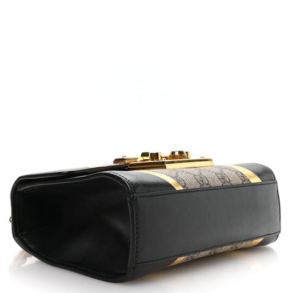Gucci Calfskin GG Supreme Monogram Small Padlock Shoulder Bag Black Gold 4 of 11