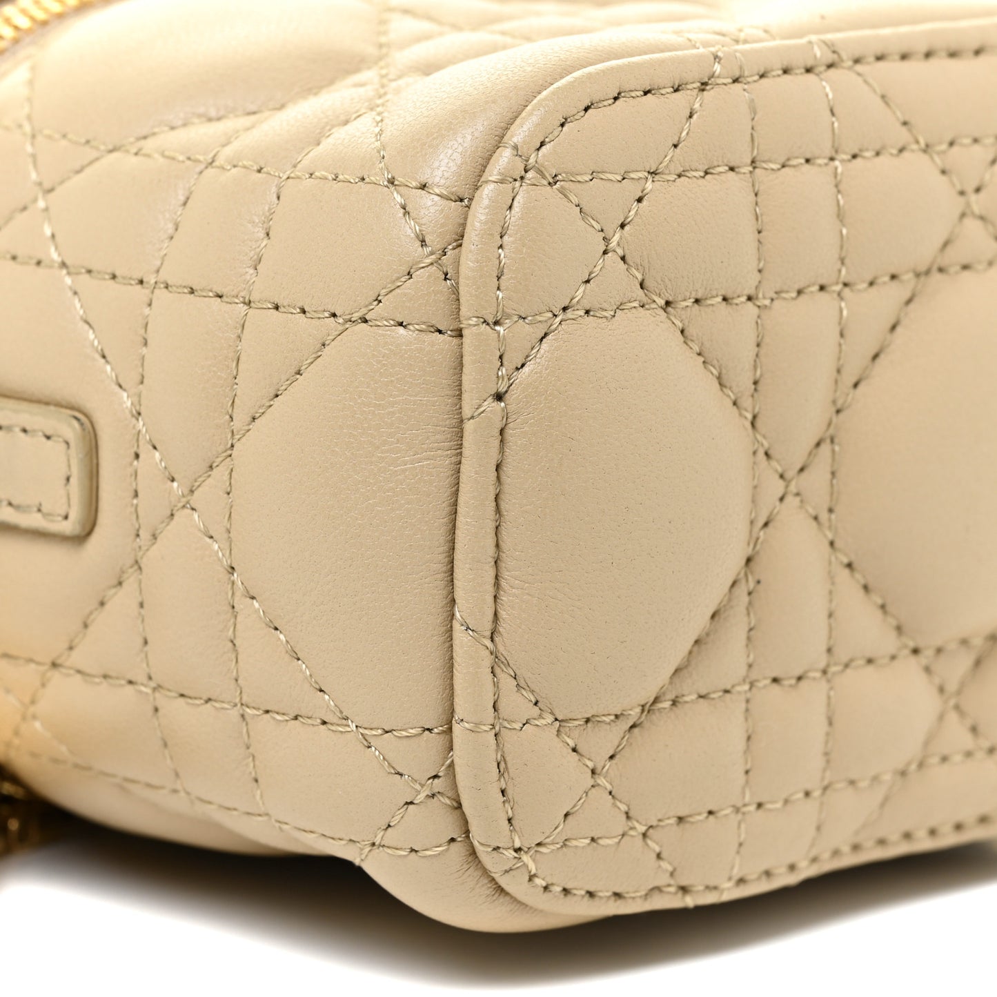 Lambskin Cannage Micro Lady Dior Vanity Case Beige