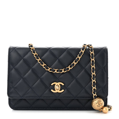 Chanel Lambskin Quilted Pearl Crush Wallet on Chain WOC Navy 1 of 11