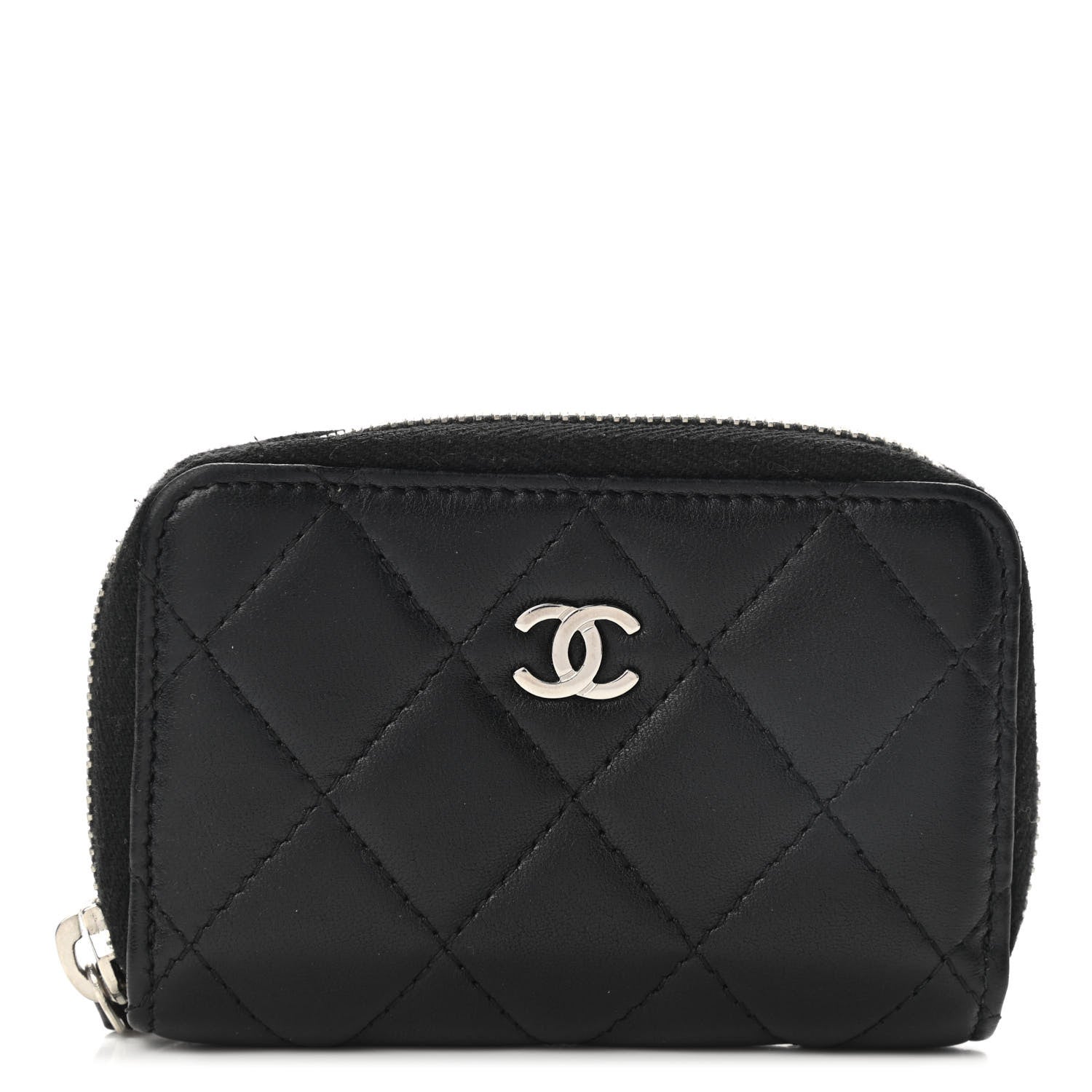 Chanel Lambskin Quilted Zip Around Coin Purse Black 1 of 9