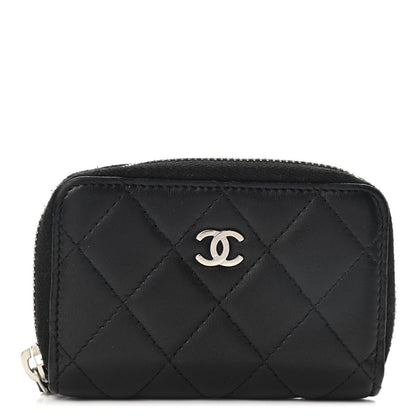 Chanel Lambskin Quilted Zip Around Coin Purse Black 1 of 9