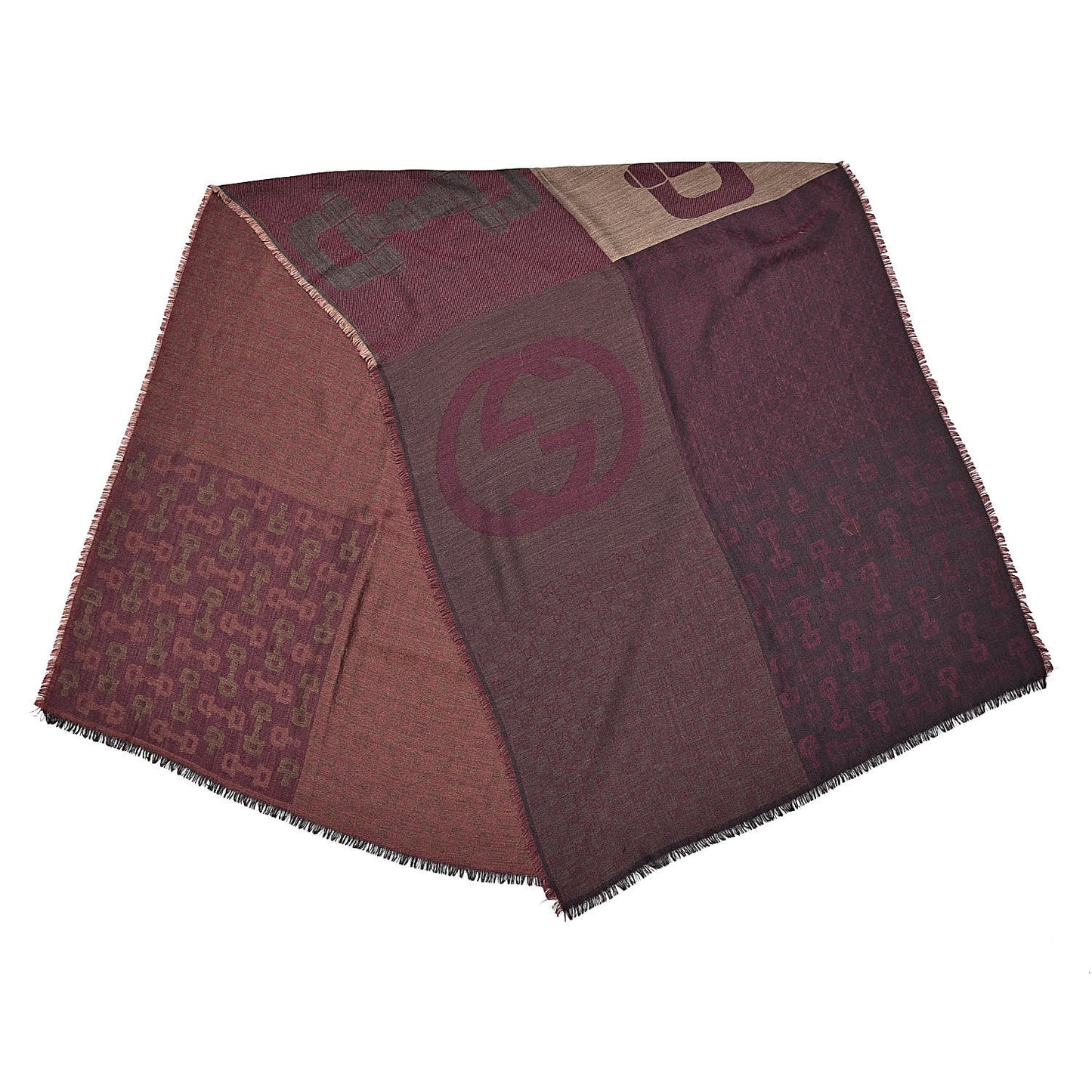 Wool Silk Monogram Fringe Scarf
