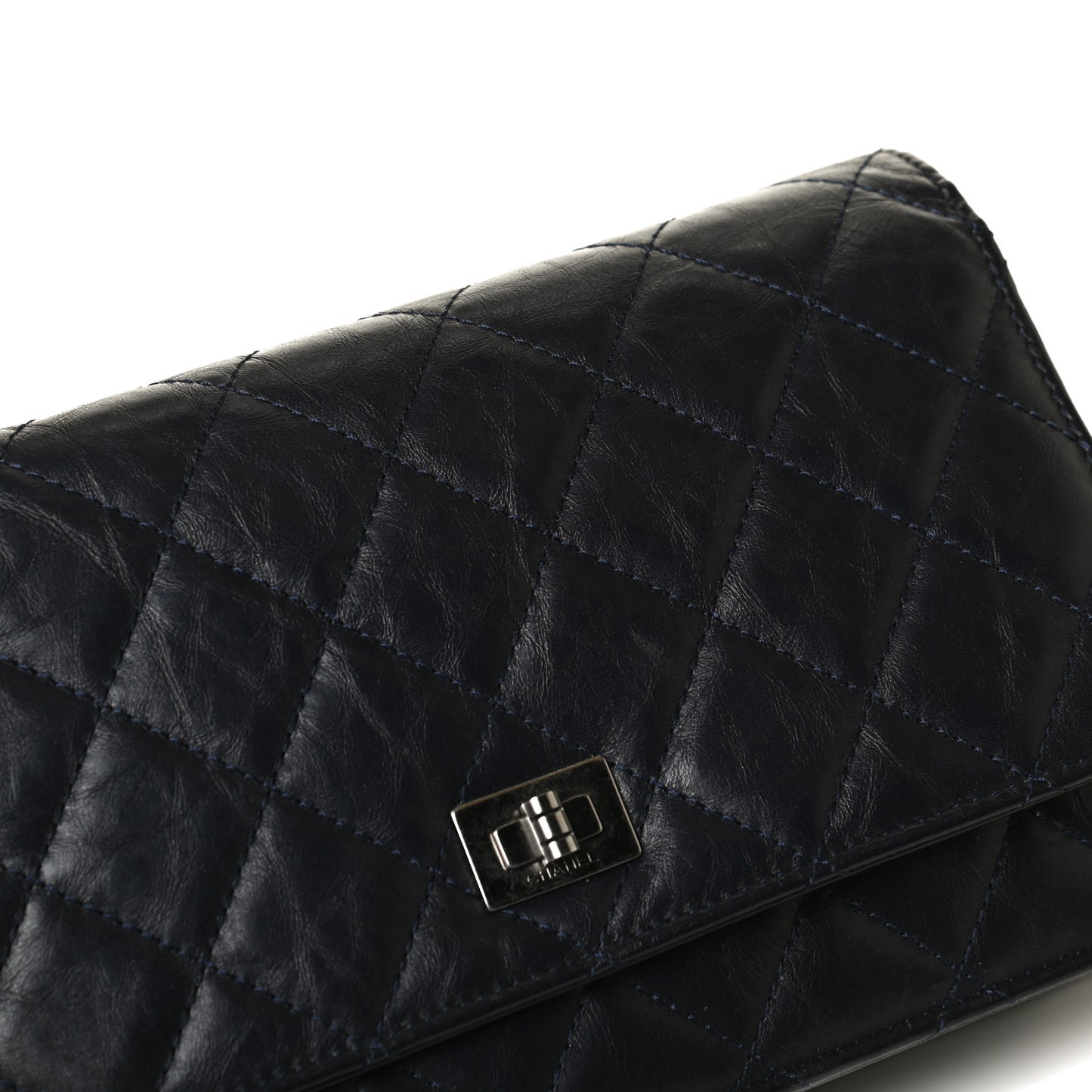 Aged Calfskin Quilted Reissue Wallet On Chain WOC Navy