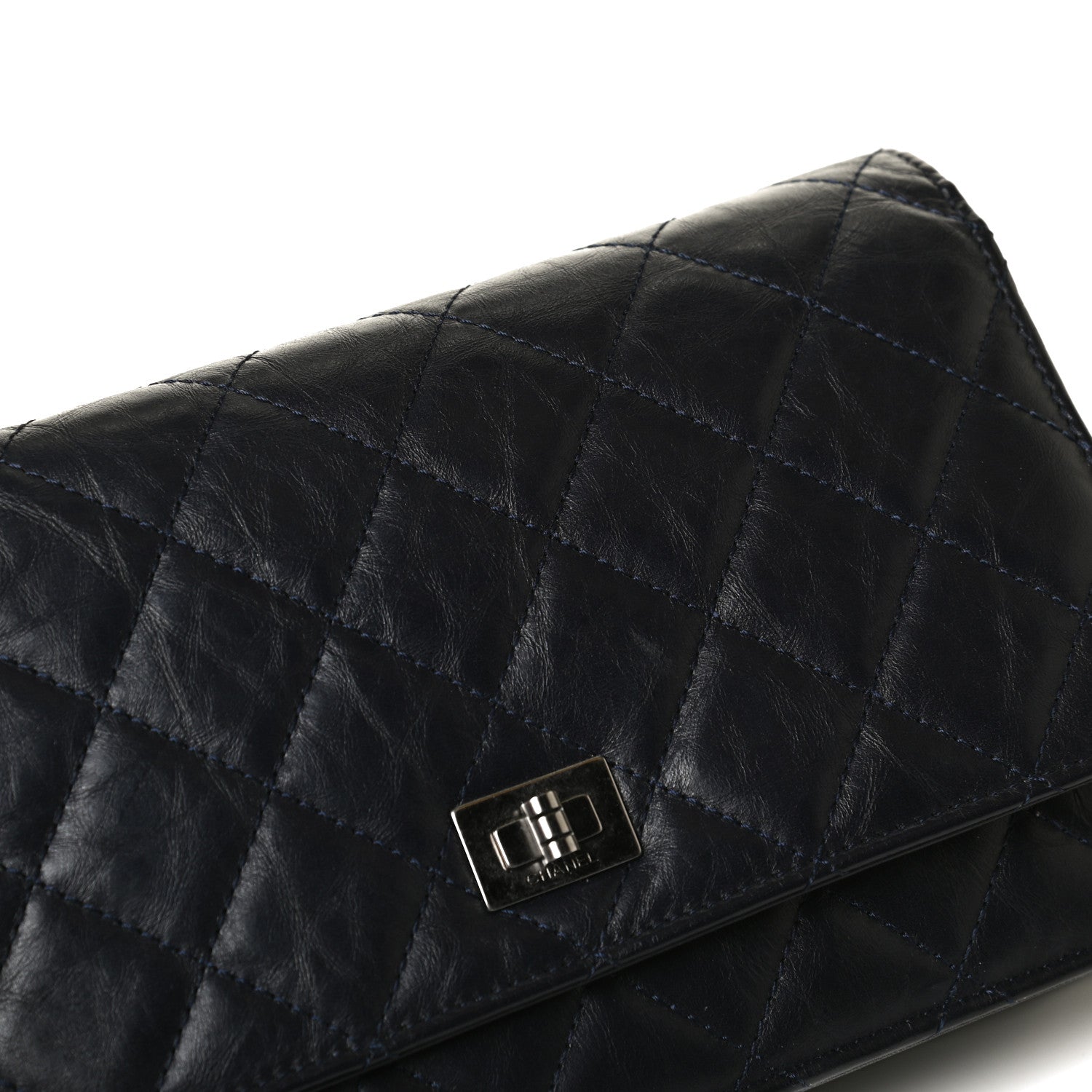 Chanel Aged Calfskin Quilted Reissue Wallet On Chain WOC Navy 15 of 15