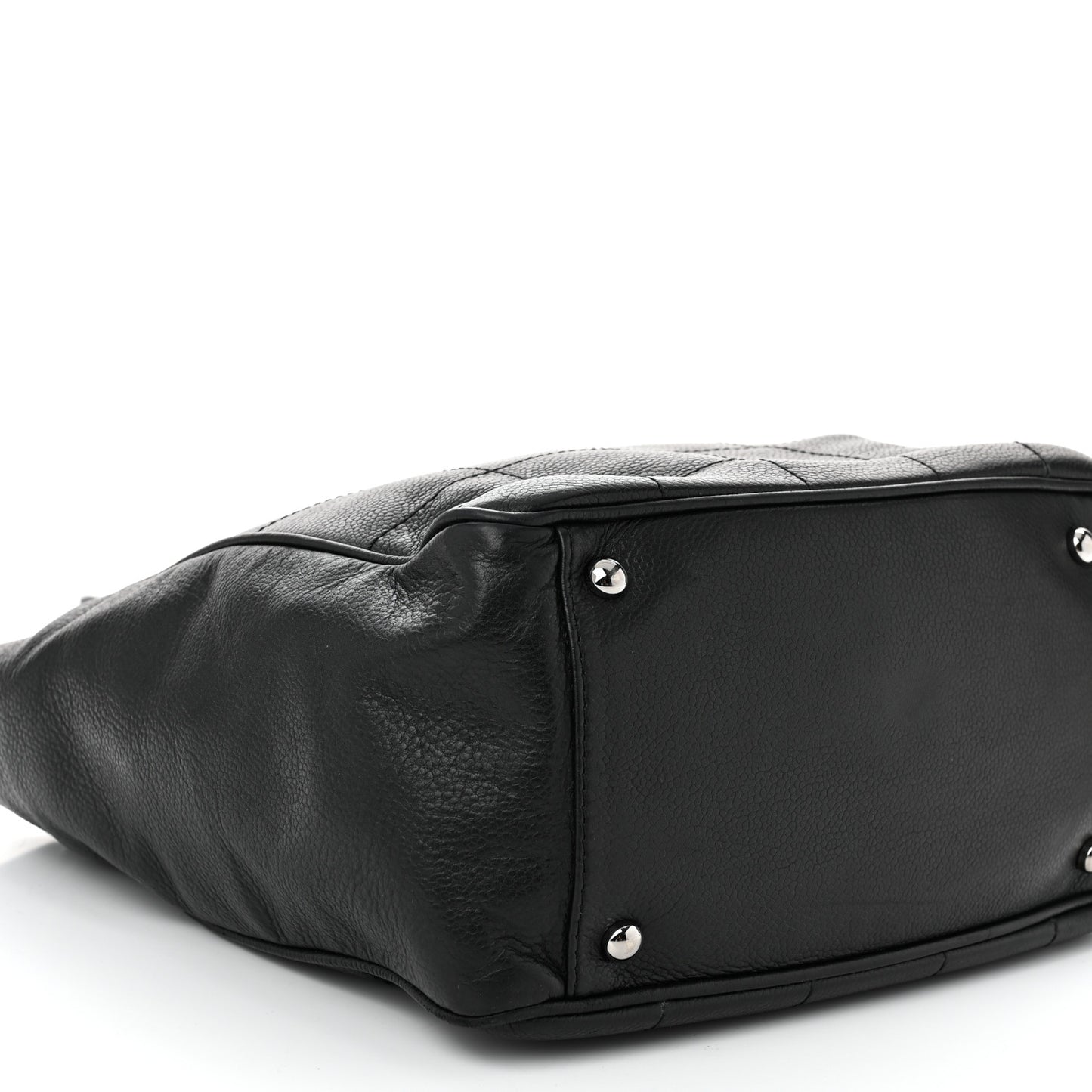 Lambskin Square Stitched Tote Black