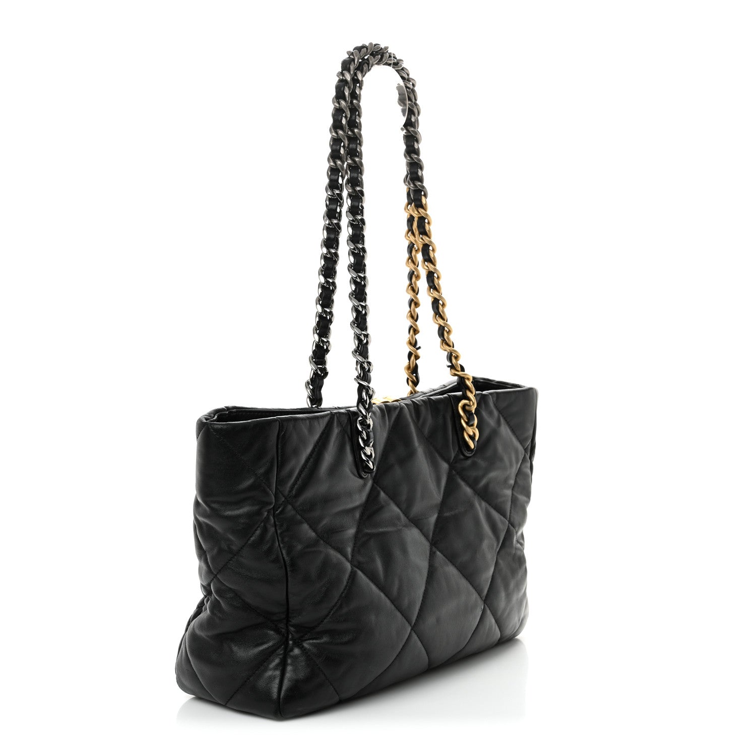 Chanel Lambskin Quilted Chanel 19 East West Shopping Bag Black 3 of 13