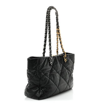Chanel Lambskin Quilted Chanel 19 East West Shopping Bag Black 3 of 13