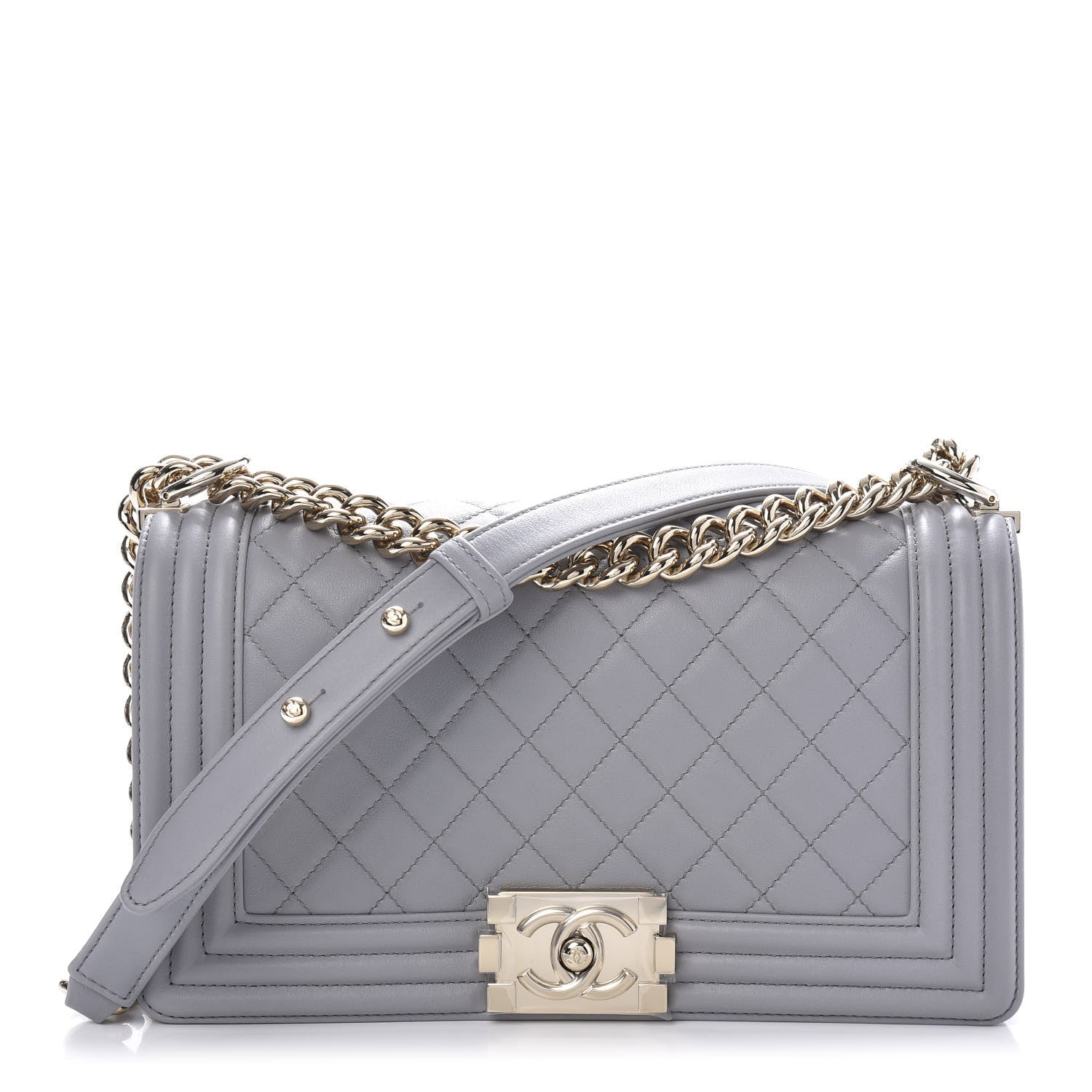 Chanel Calfskin Quilted Medium Boy Flap Grey 1 of 11