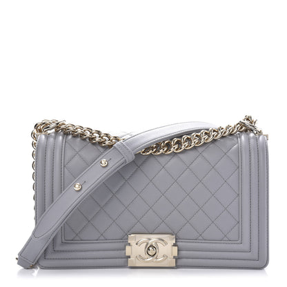 Chanel Calfskin Quilted Medium Boy Flap Grey 1 of 11
