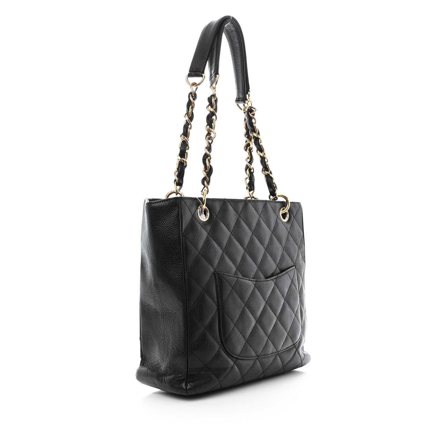 Caviar Quilted Petit Shopping Tote PST Black