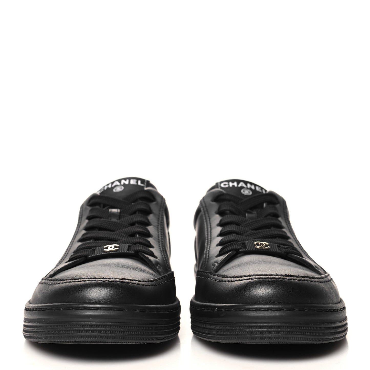 Calfskin Womens CC Logo Sneakers 37.5 Black