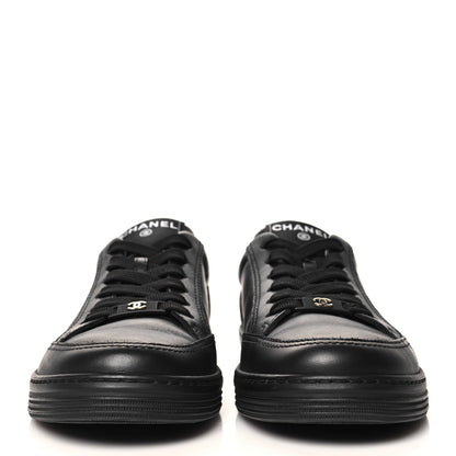 Chanel Calfskin Womens CC Logo Sneakers 37.5 Black 3 of 8
