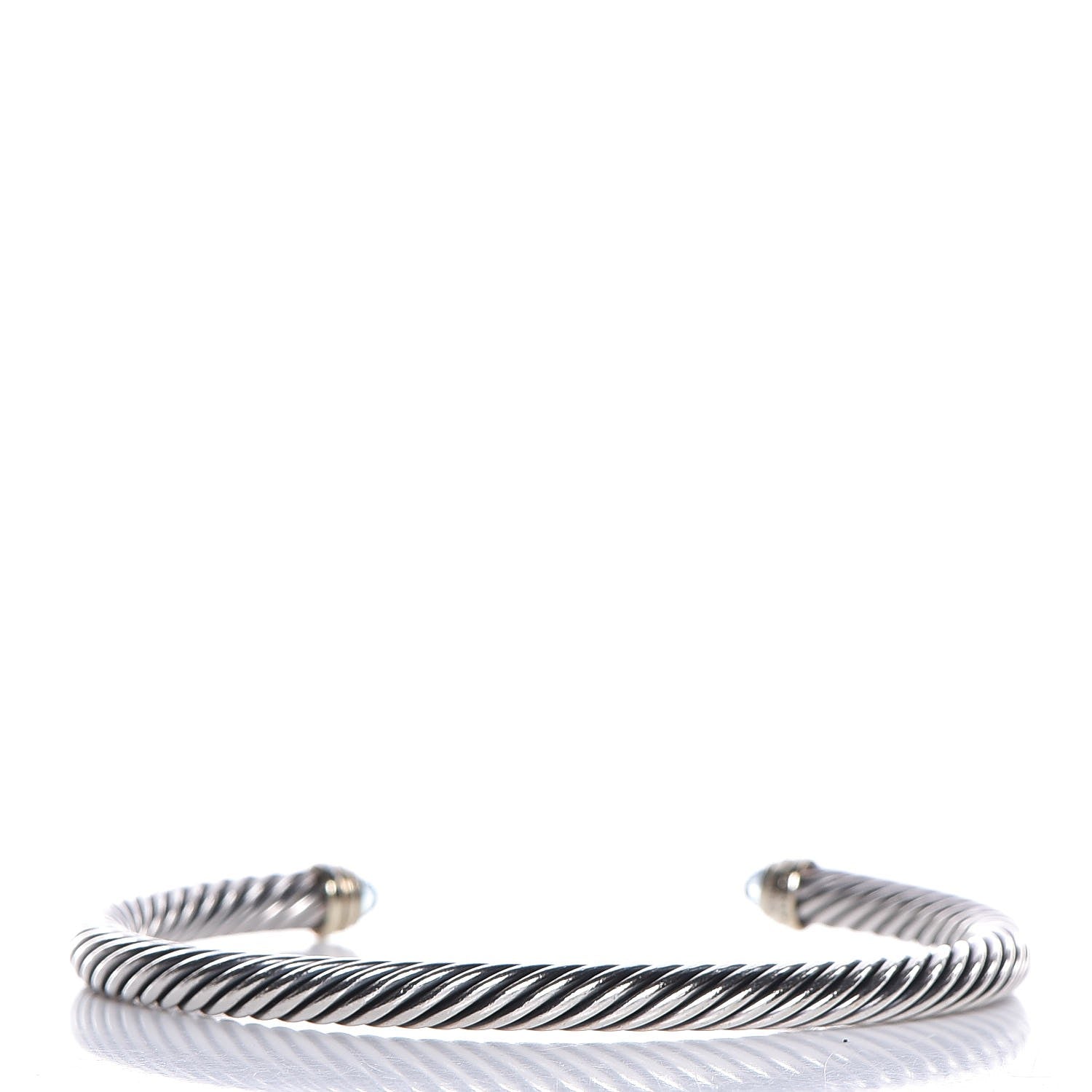 David Yurman Sterling Silver 14K Yellow Gold Blue Topaz 5mm Cable Classics Petite Color Bracelet 3 of 4
