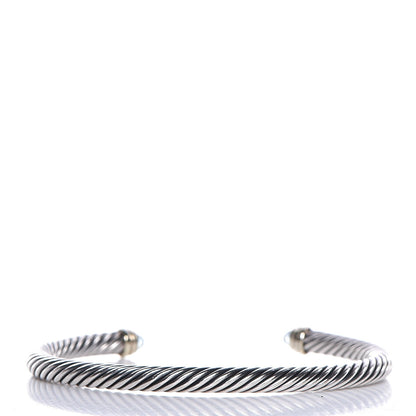 David Yurman Sterling Silver 14K Yellow Gold Blue Topaz 5mm Cable Classics Petite Color Bracelet 3 of 4