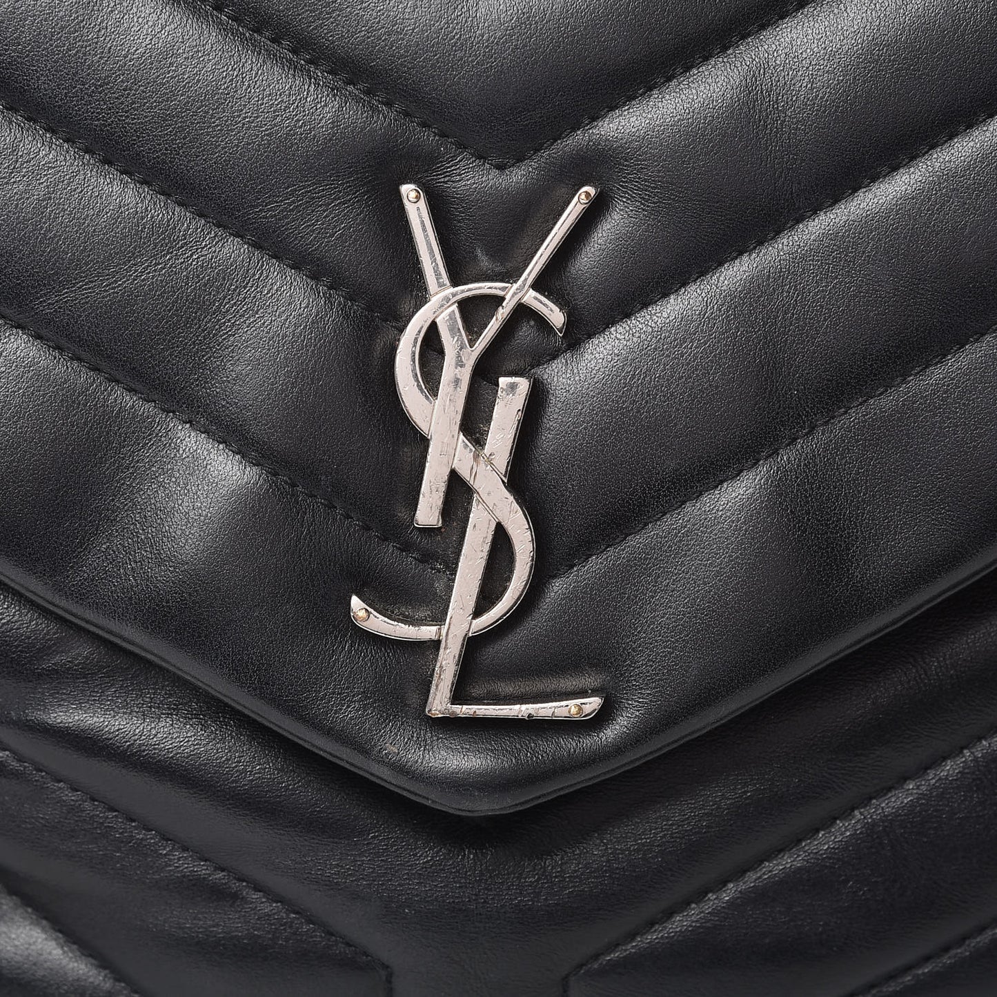 Calfskin Y Quilted Monogram Medium Loulou Chain Satchel Black