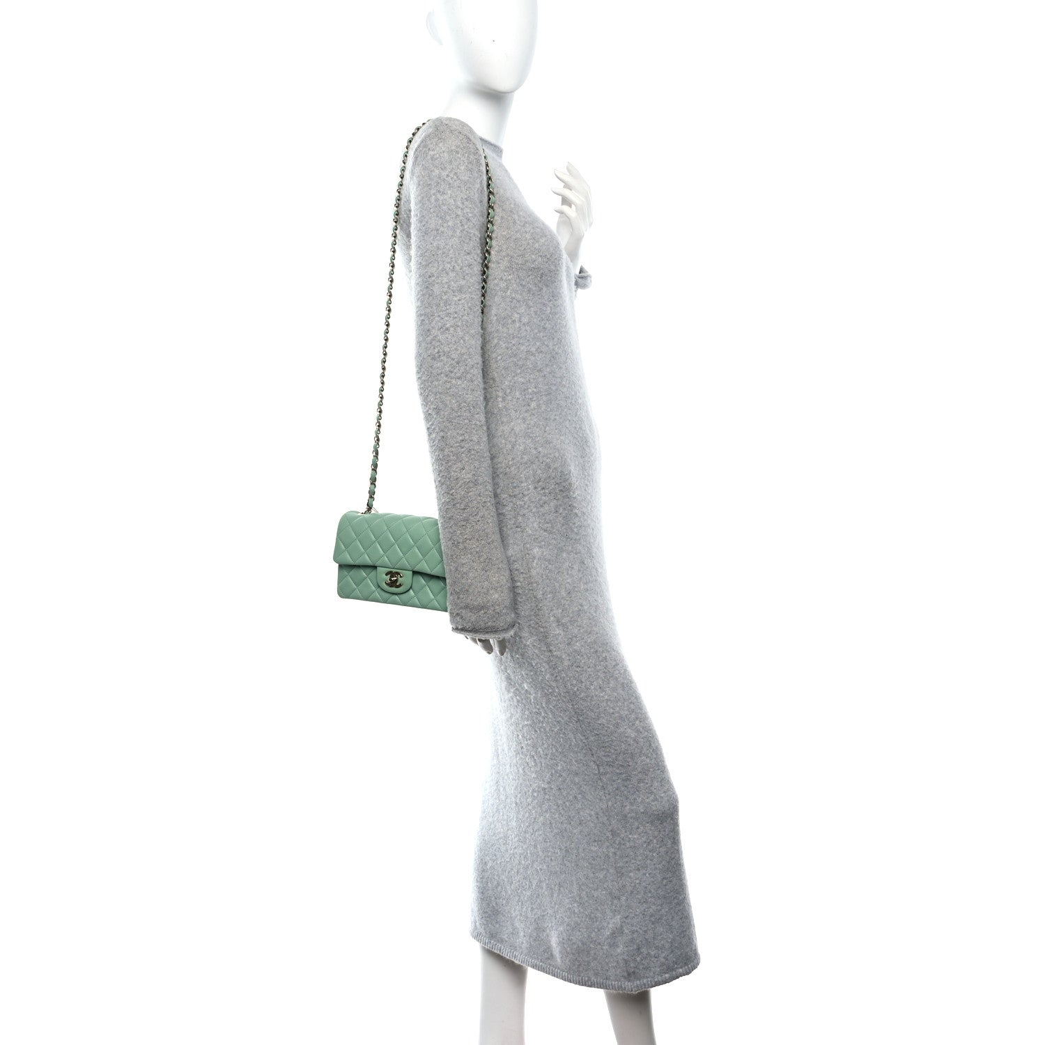Chanel Lambskin Quilted Mini Rectangular Flap Green 2 of 12