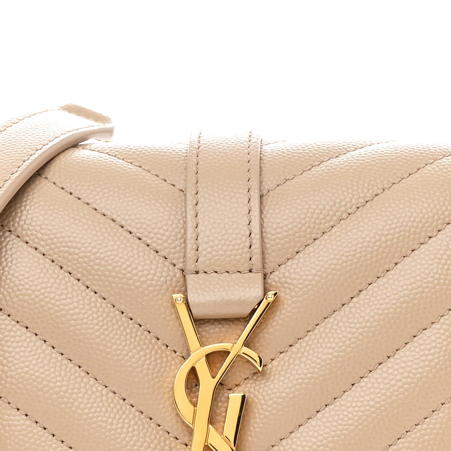 Saint Laurent Grain De Poudre Textured Mixed Matelasse Triquilt Small Monogram Satchel Dark Beige 8 of 11