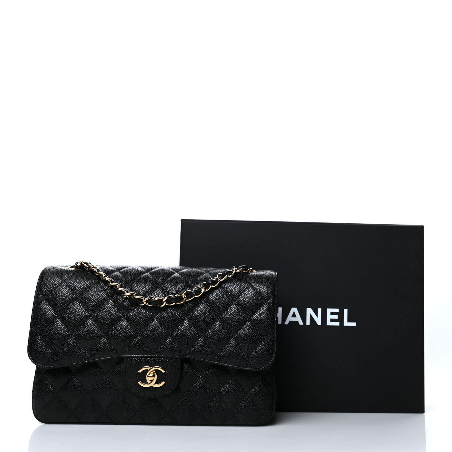 Caviar Quilted Jumbo Double Flap Black