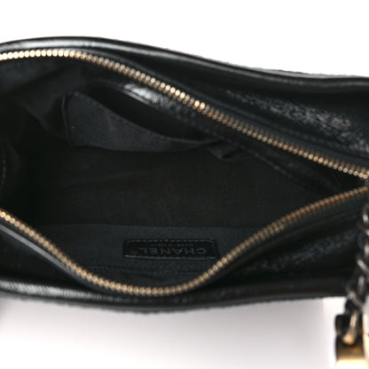 Chanel Calfskin Wool Embroidered Paris Hamburg Small Gabrielle Hobo Black 5 of 9
