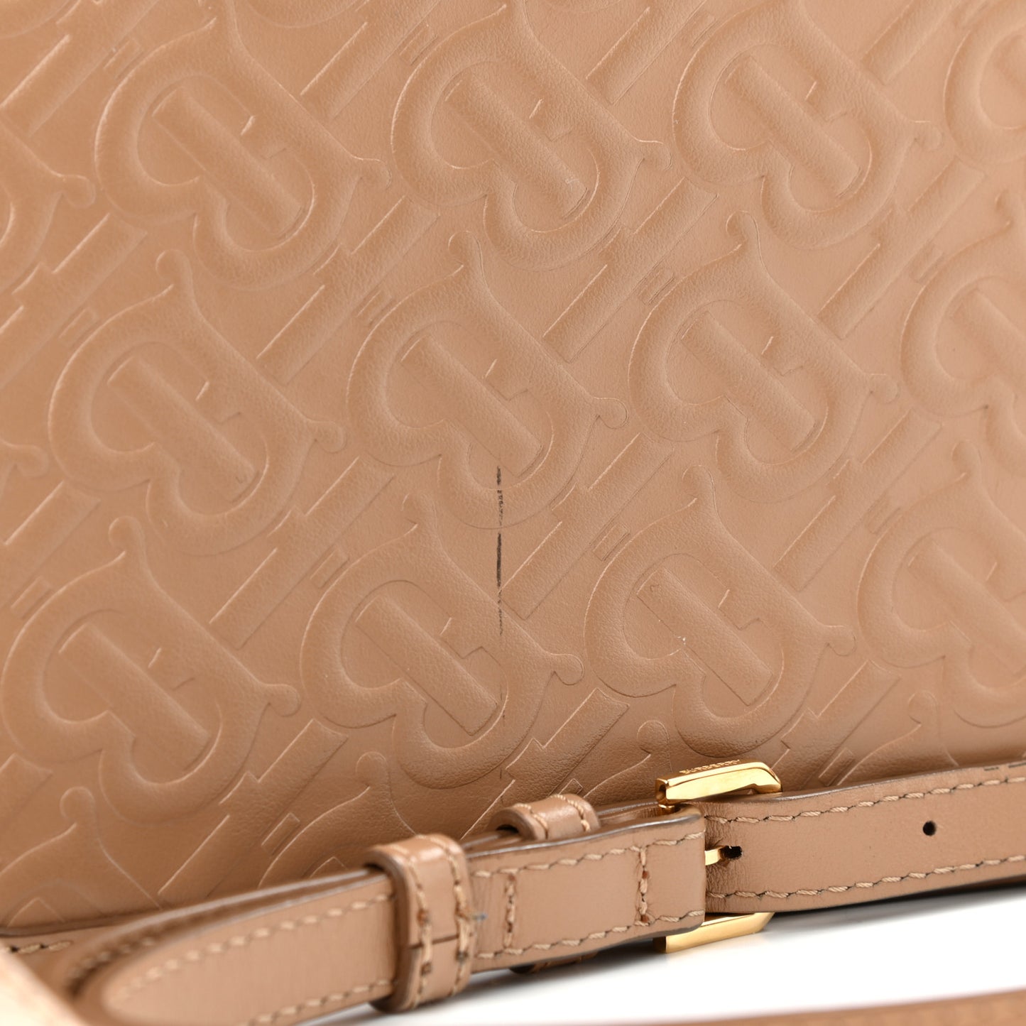 Calfskin Monogram Embossed Small TB Bag Light Camel