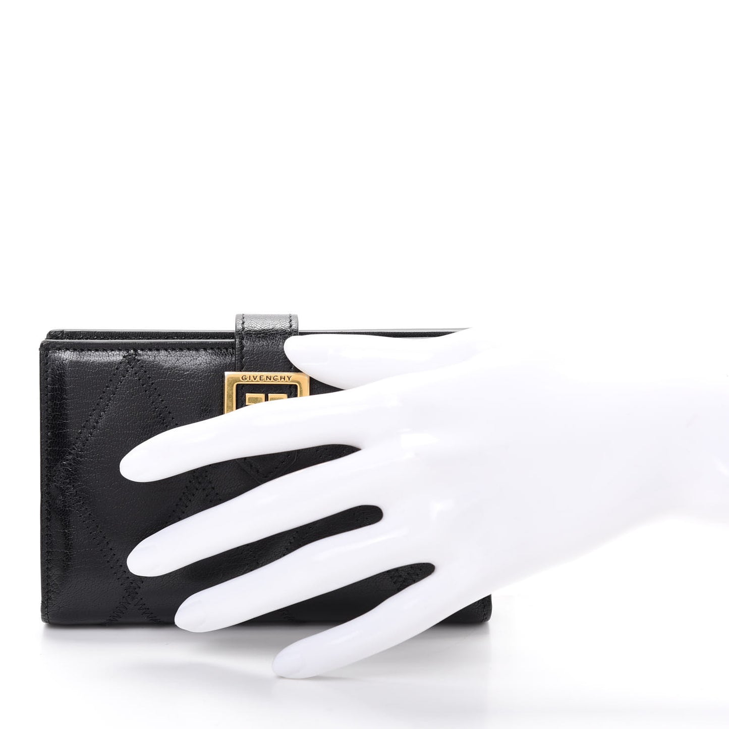 Goatskin Diamond Quilted GV3 Medium Wallet Black