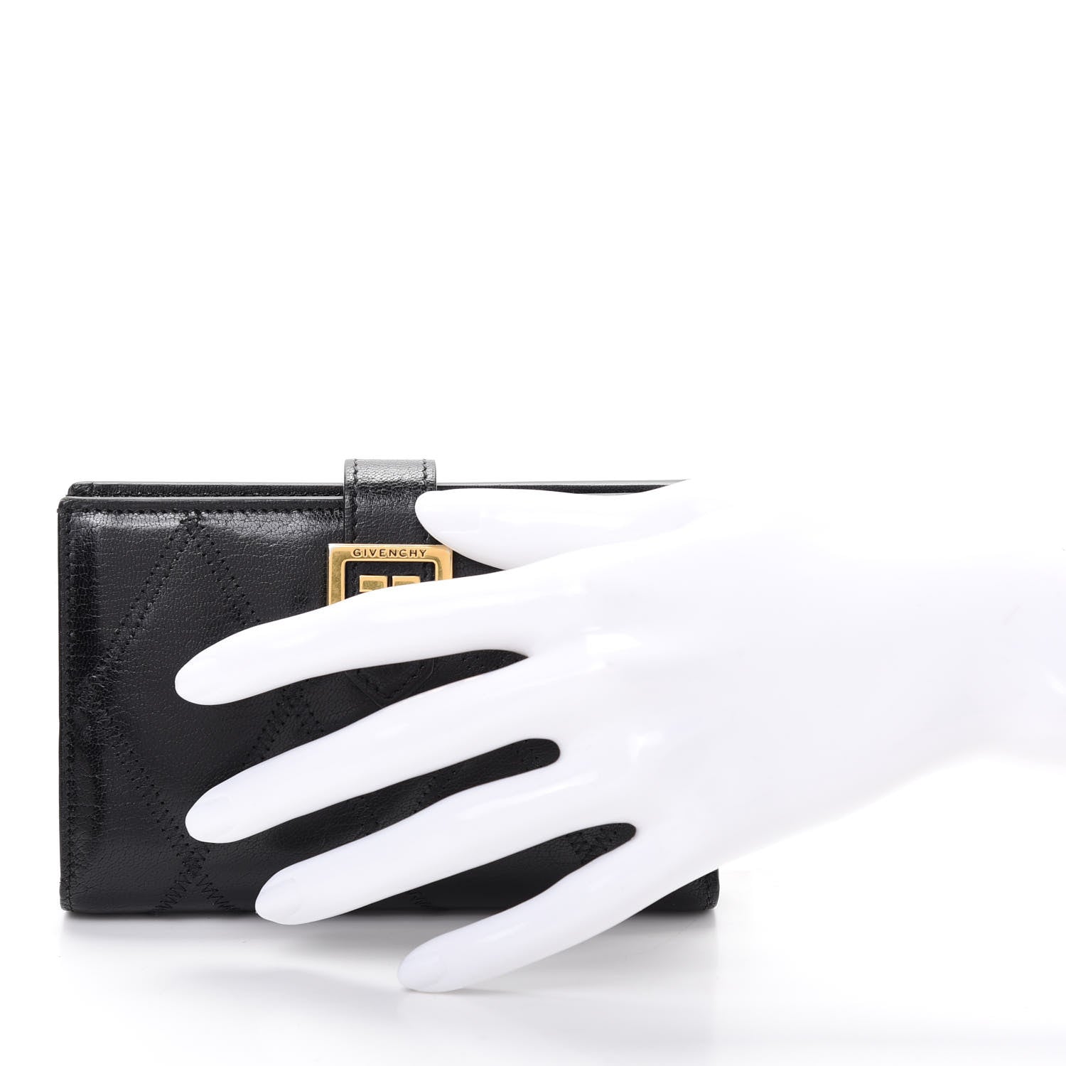 Givenchy Goatskin Diamond Quilted GV3 Medium Wallet Black 2 of 9