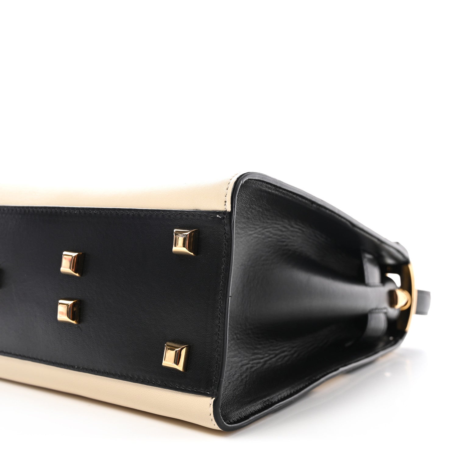 Valentino Garavani Vitello Striped Medium My Rockstud Frame Bag Black Light Ivory 9 of 9