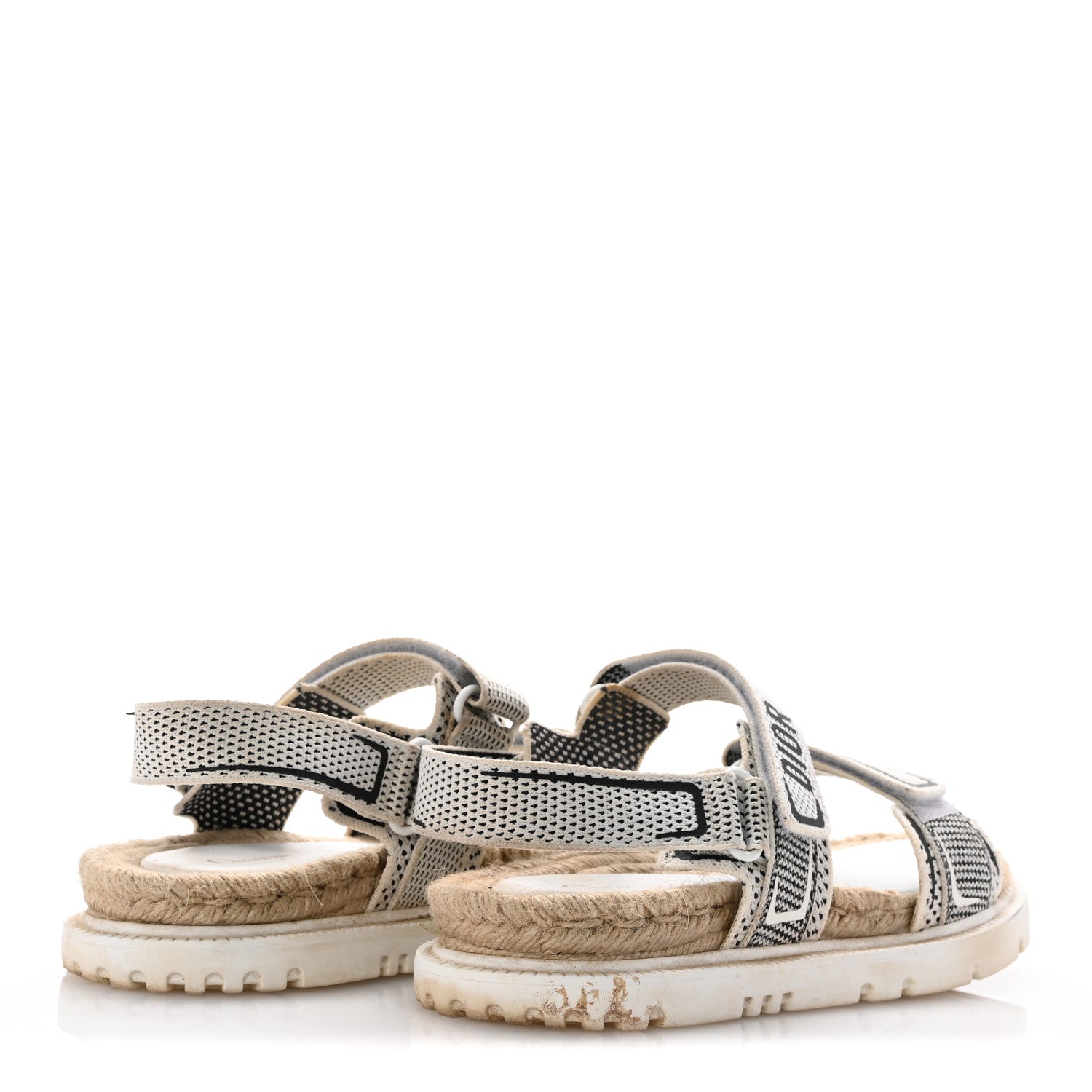 Christian Dior Technical Knit Jute Dioract 10mm Sandals 39.5 White Black 5 of 10