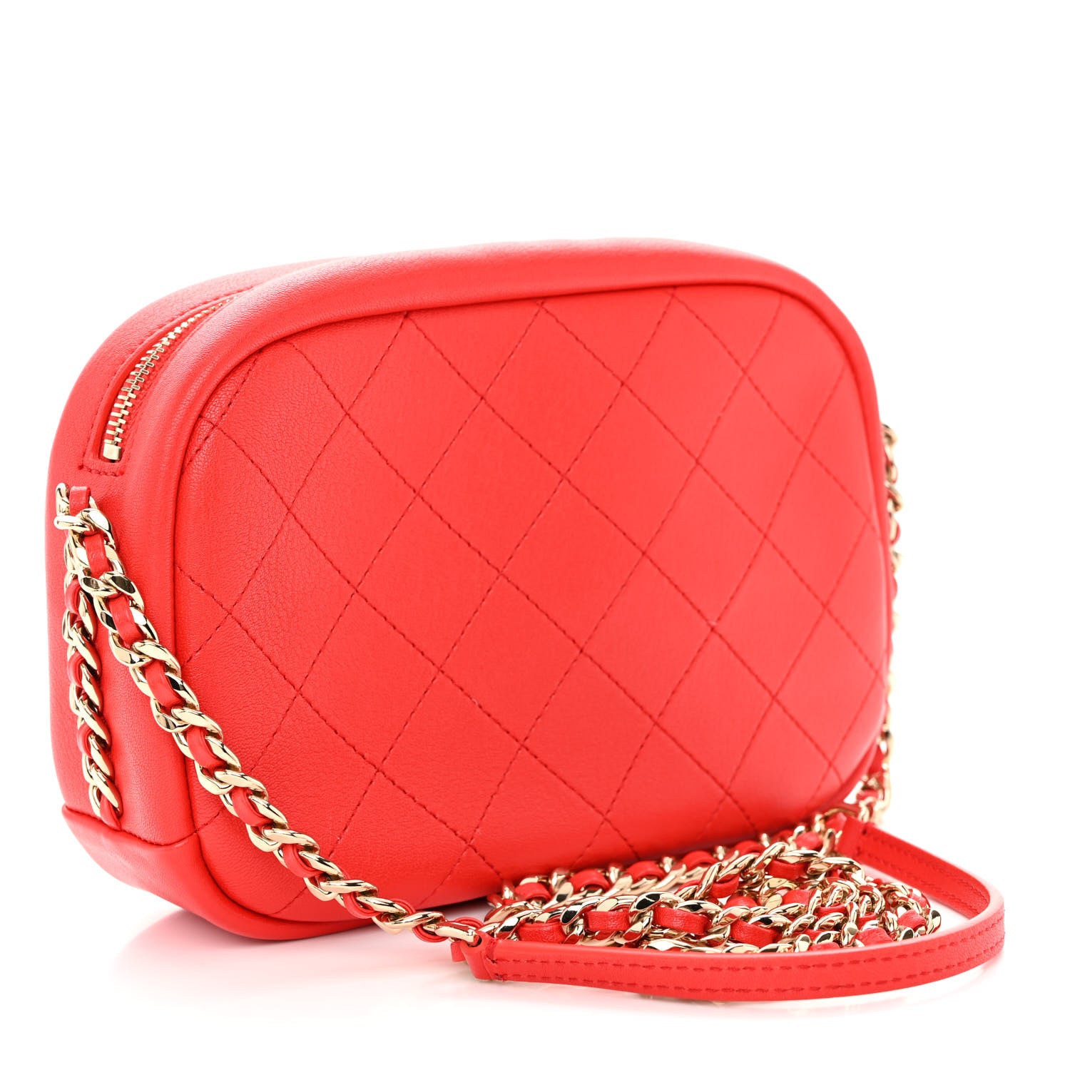 Chanel Goatskin Quilted Large Casual Trip Camera Case Bag Red 3 of 9