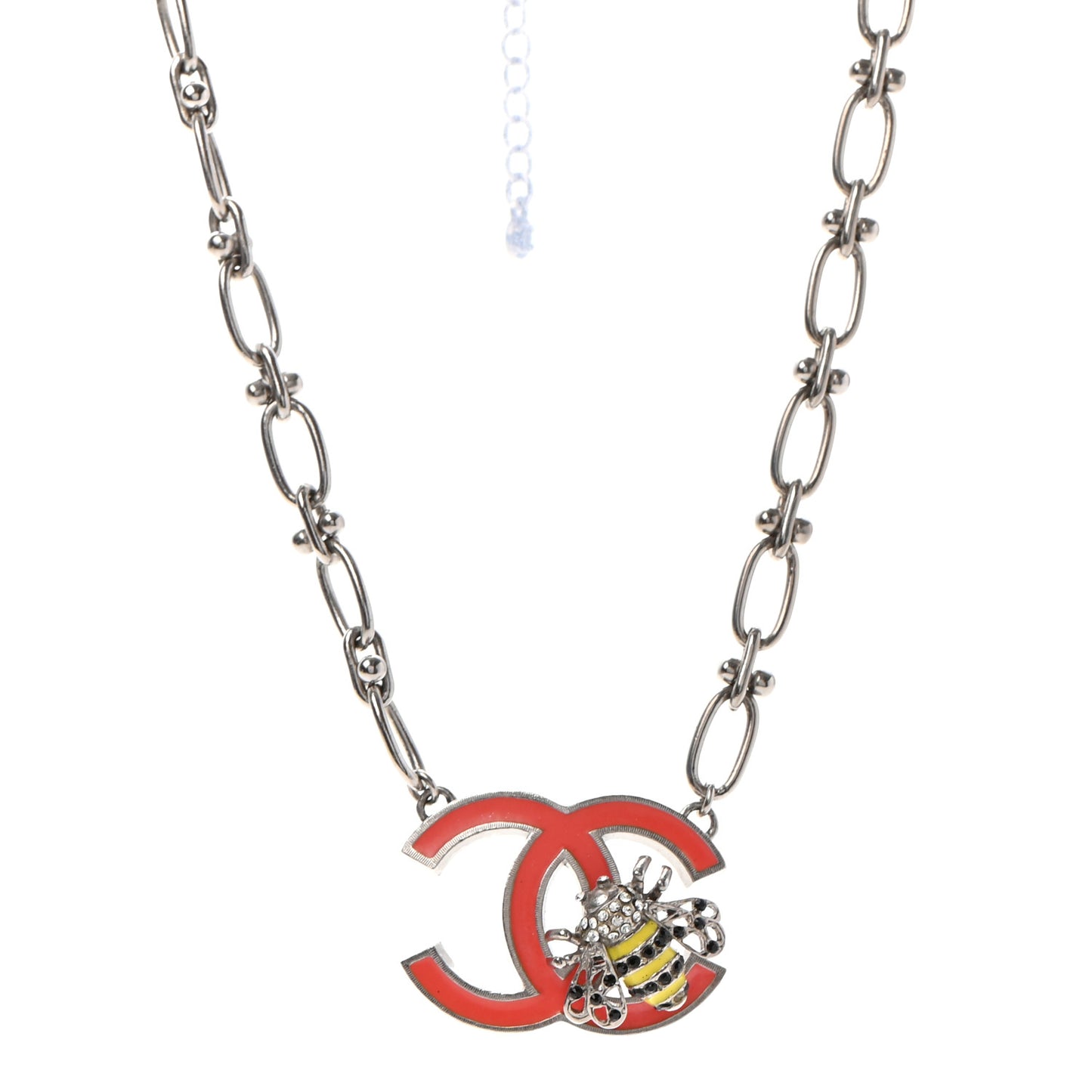 Crystal Bee Pendant Necklace Silver Multicolor