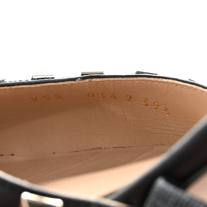 Valentino Garavani Pebbled Calfskin Rockstud Cross Strap 50mm Mules 39.5 Black 9 of 12